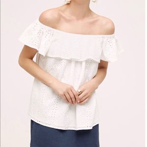 NWT Anthropologie Eyelet Off the Shoulder Top, XS